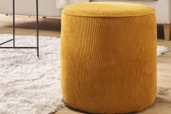 Online Miliboo Puf redondo de pana amarilla 40 cm diám. LOUIS