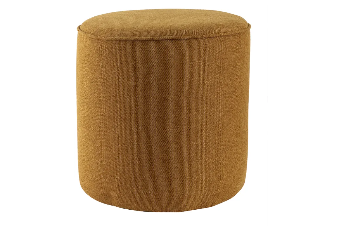 Online Miliboo Puf redondo de tela amarillo comino 40 cm diám. COQ