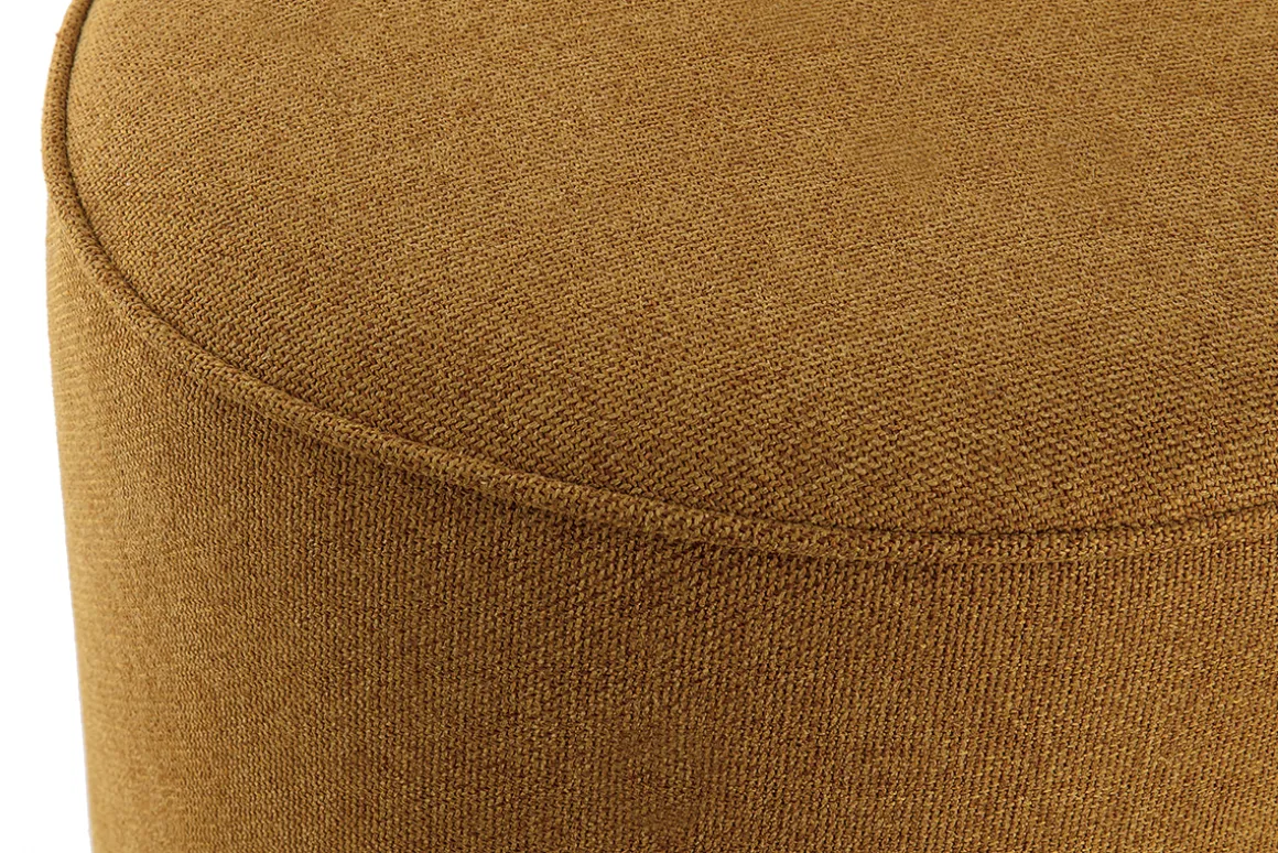 Online Miliboo Puf redondo de tela amarillo comino 40 cm diám. COQ