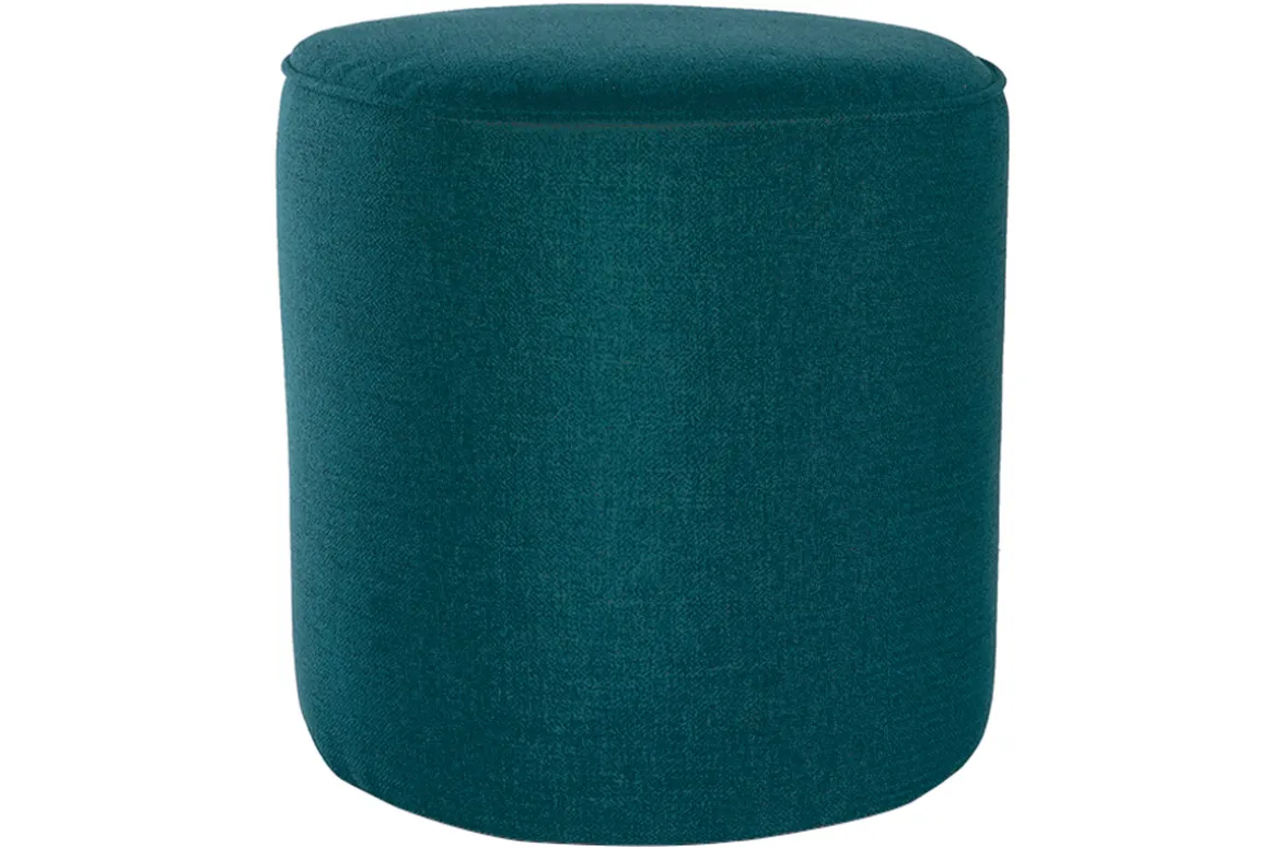 Online Miliboo Puf redondo de tela azul pavo 40 cm diám. COQ