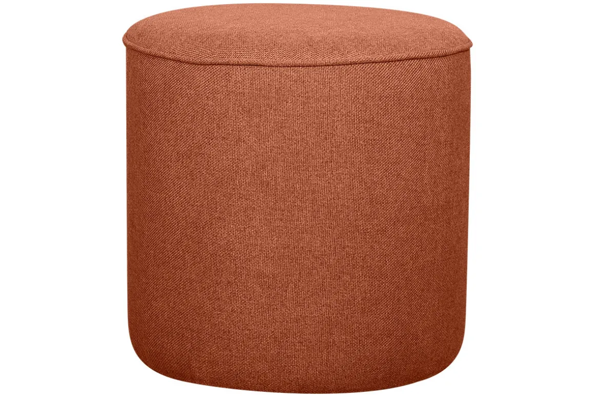 Sale Miliboo Puf redondo de tela color ladrillo 40 cm diám. COQ