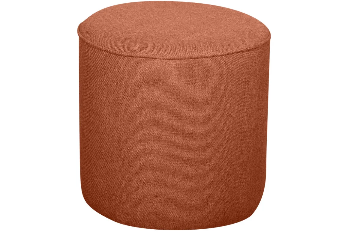 Sale Miliboo Puf redondo de tela color ladrillo 40 cm diám. COQ