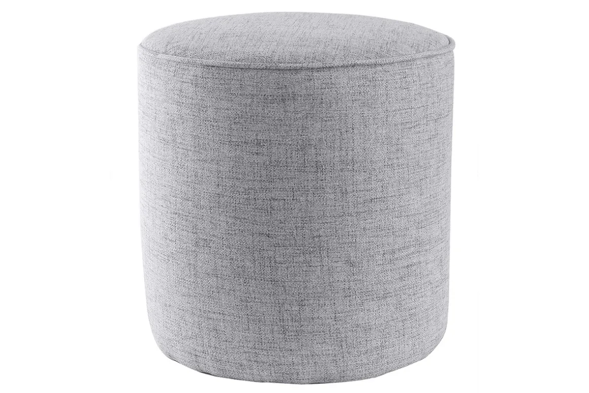 Discount Miliboo Puf redondo de tela gris claro 40 cm diám. COQ