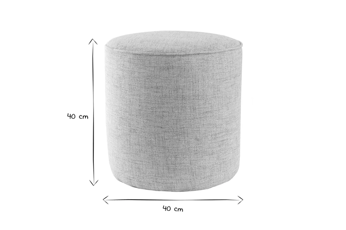 Discount Miliboo Puf redondo de tela gris claro 40 cm diám. COQ