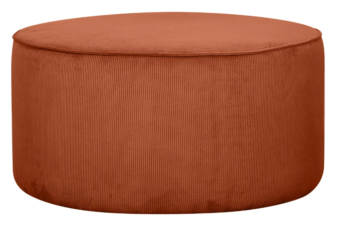 Fashion Miliboo Puf redondo de terciopelo acanalado color tierra quemada 70 cm diám. LOUIS