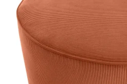 Fashion Miliboo Puf redondo de terciopelo acanalado color tierra quemada 70 cm diám. LOUIS