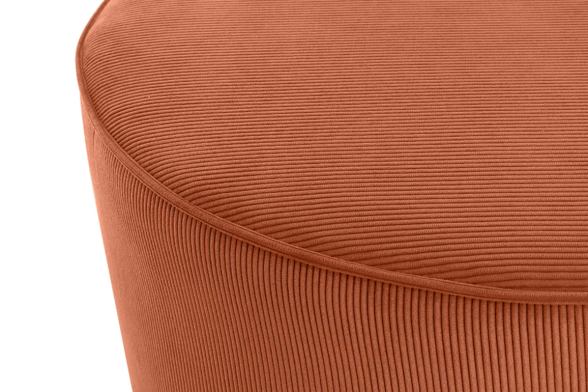 Fashion Miliboo Puf redondo de terciopelo acanalado color tierra quemada 70 cm diám. LOUIS