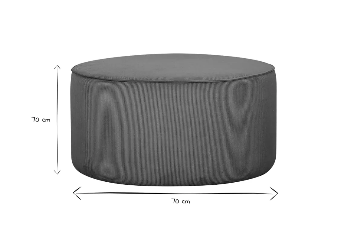 Fashion Miliboo Puf redondo de terciopelo acanalado color tierra quemada 70 cm diám. LOUIS