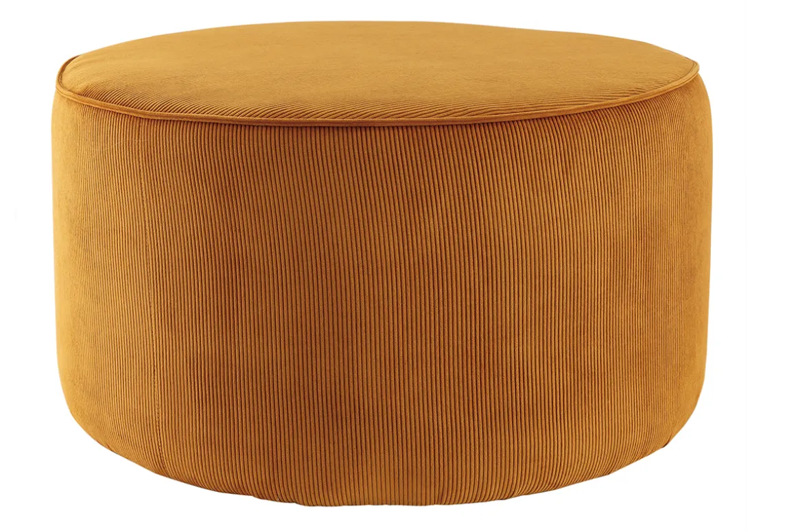 Cheap Miliboo Puf redondo de terciopelo acanalado amarillo 70 cm diám. LOUIS
