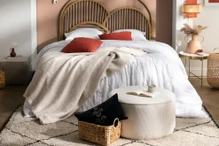 Cheap Miliboo Puf redondo de terciopelo acanalado amarillo 70 cm diám. LOUIS