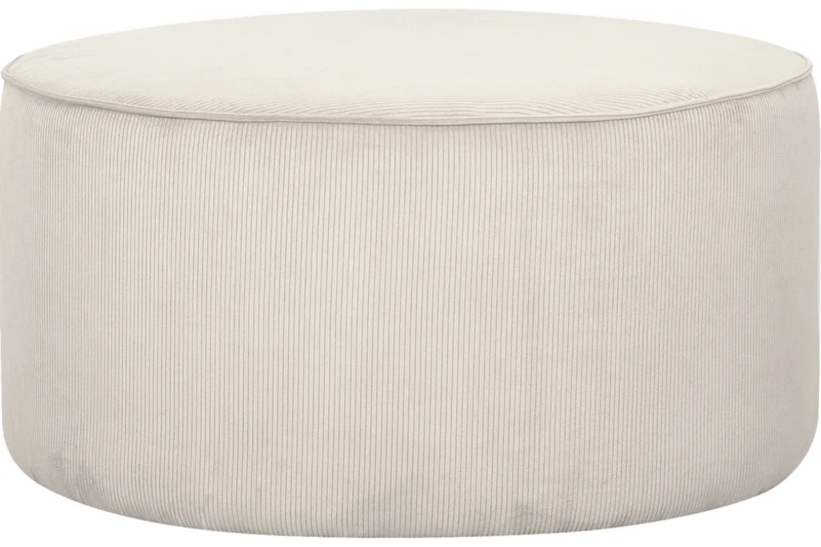 Best Sale Miliboo Puf redondo de terciopelo acanalado color crudo 70 cm diám. LOUIS