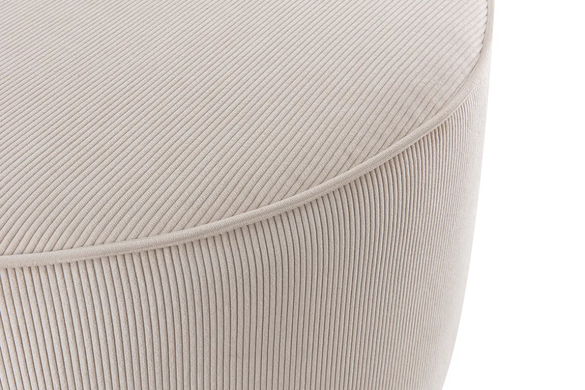 Best Sale Miliboo Puf redondo de terciopelo acanalado color crudo 70 cm diám. LOUIS