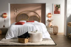 Best Sale Miliboo Puf redondo de terciopelo acanalado color crudo 70 cm diám. LOUIS