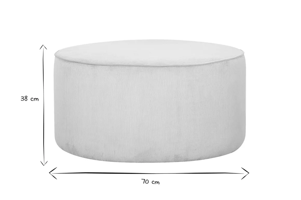 Best Sale Miliboo Puf redondo de terciopelo acanalado color crudo 70 cm diám. LOUIS