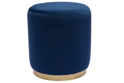 New Miliboo Puf redondo de terciopelo azul marino y metal dorado D40 cm AMAYA