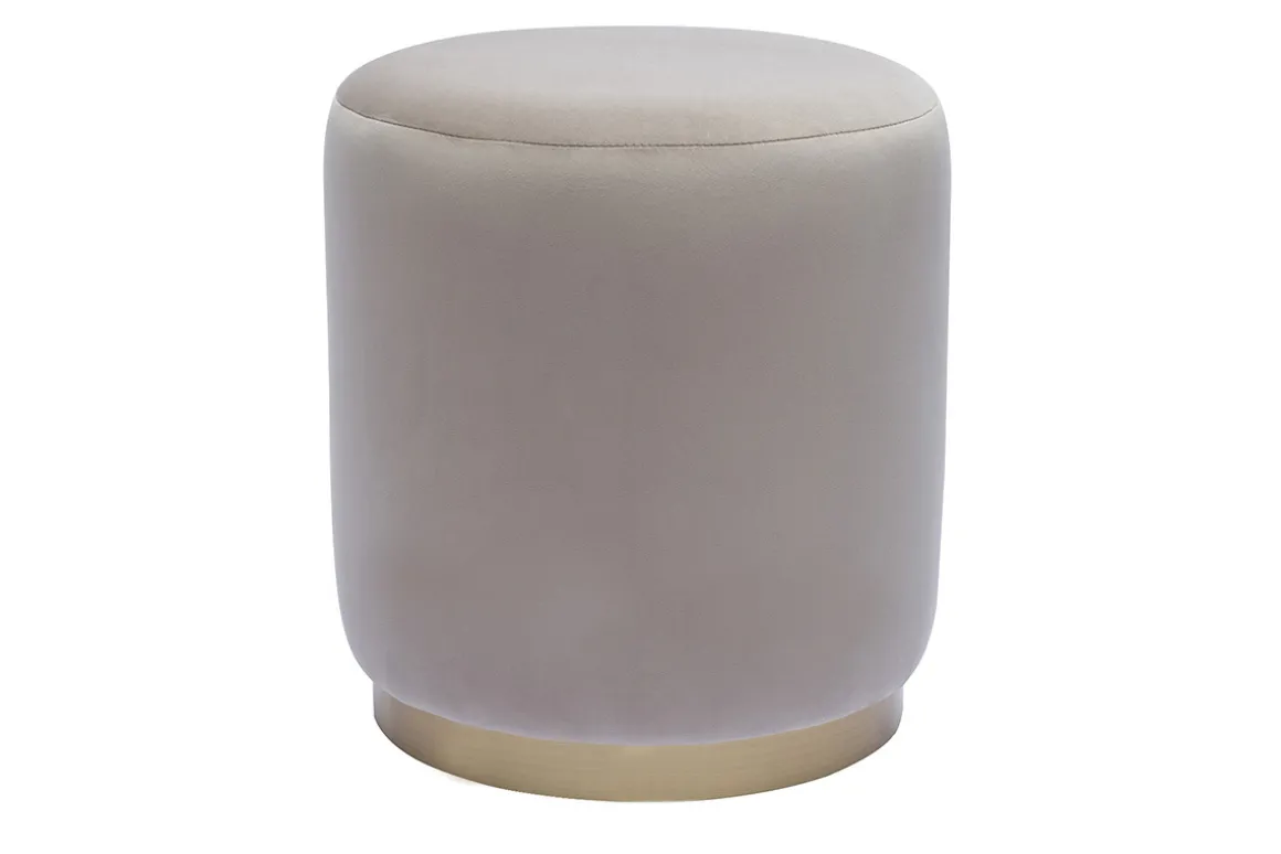 Hot Miliboo Puf redondo de terciopelo topo y metal dorado D40 cm AMAYA