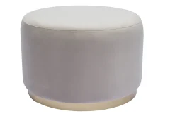 Fashion Miliboo Puf redondo de terciopelo taupe y metal dorado D54 cm AMAYA