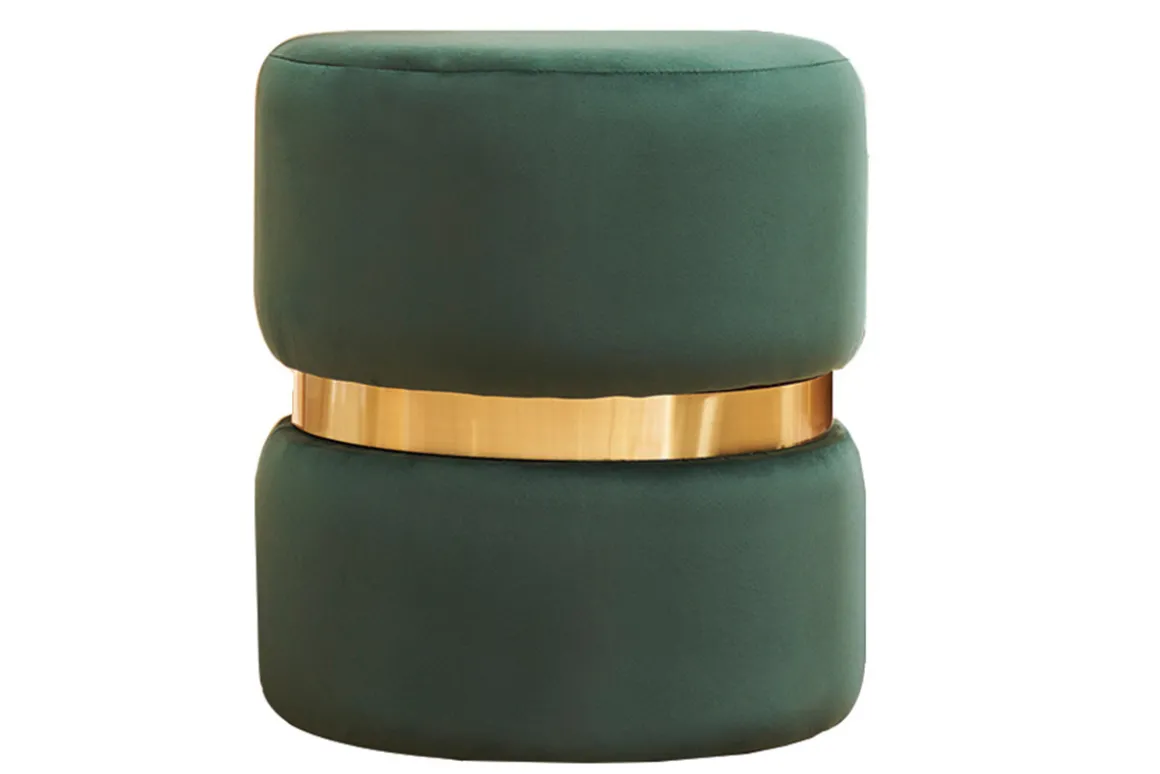 Best Miliboo Puf redondo de terciopelo verde oscuro y metal dorado D40 cm JOY