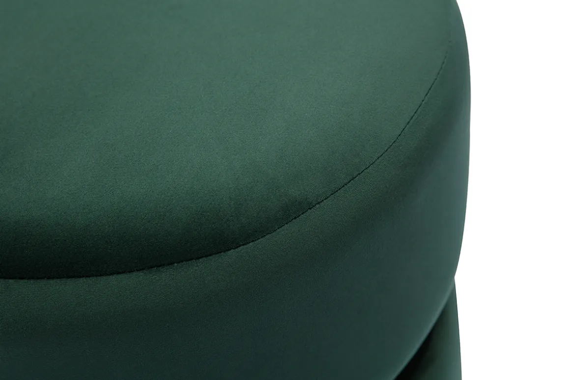 Best Miliboo Puf redondo de terciopelo verde oscuro y metal dorado D40 cm JOY
