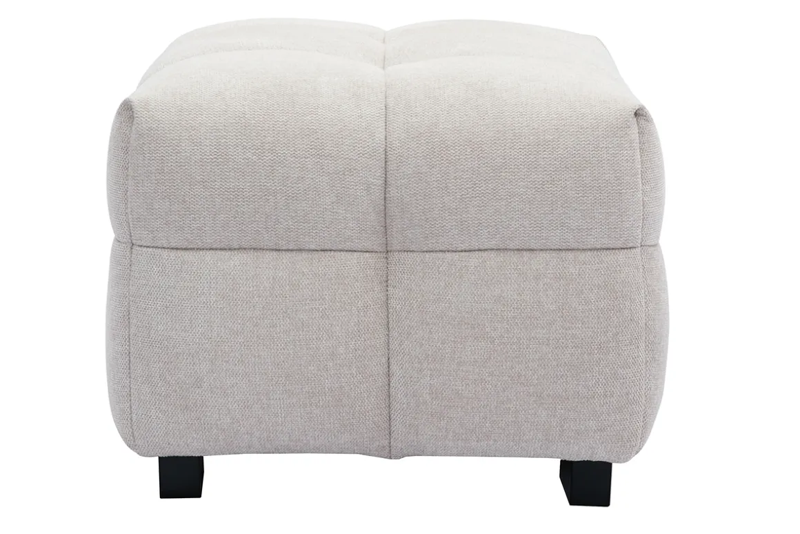 Clearance Miliboo Puf reposapiés de diseño con tejido efecto aterciopelado texturizado beige CORTO