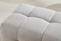 Clearance Miliboo Puf reposapiés de diseño con tejido efecto aterciopelado texturizado beige CORTO