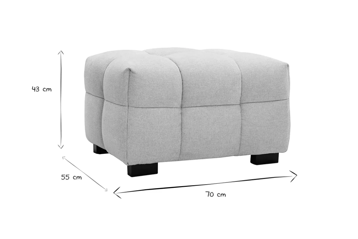 Clearance Miliboo Puf reposapiés de diseño con tejido efecto aterciopelado texturizado beige CORTO