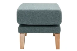 Sale Miliboo Puf reposapiés nórdico de tela desenfundable verde grisáceo y madera clara OSLO