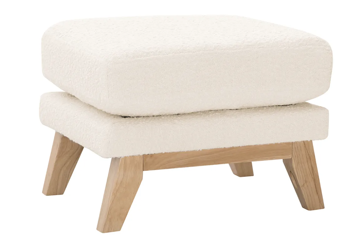 Store Miliboo Puf reposapiés nórdico desenfundable efecto borreguillo blanco OSLO