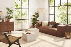 Discount Miliboo Set 2 mesas de centro de diseño efecto travertino CALLA