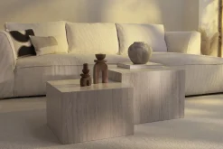 Discount Miliboo Set 2 mesas de centro de diseño efecto travertino CALLA