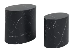 Best Sale Miliboo Set 2 mesas de centro ovaladas efecto mármol negro FAMOSA