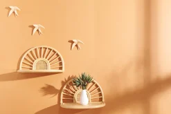 Hot Miliboo Set de 2 estanterías de pared de ratán natural y caña 40 cm BOW