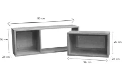 Flash Sale Miliboo Set de 2 estanterías de pared con compartimentos de madera maciza de mango y caña de ratán 80 cm ACANGE