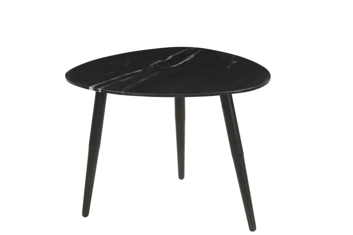Best Sale Miliboo Set de 2 mesas de centro ovaladas de mármol negro y metal PLATZ