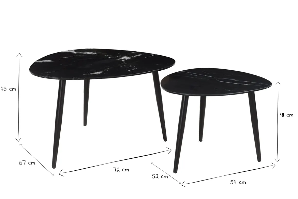 Best Sale Miliboo Set de 2 mesas de centro ovaladas de mármol negro y metal PLATZ