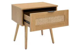 Clearance Miliboo Set de 2 mesillas de noche de madera clara, ratán y metal negro 50 cm MANILLE