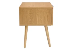 Clearance Miliboo Set de 2 mesillas de noche de madera clara, ratán y metal negro 50 cm MANILLE