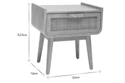 Discount Miliboo Set de 2 mesillas de noche con cajón de madera maciza clara y caña de ratán 50 cm ATHÈNE