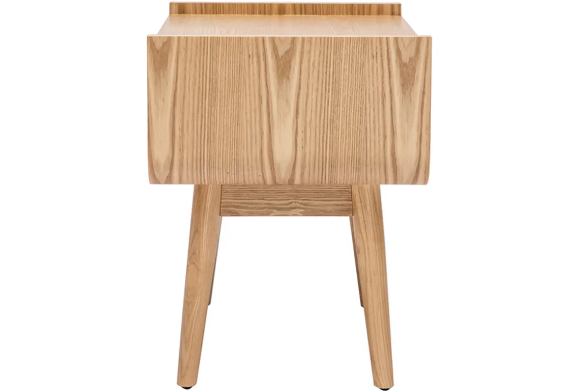 Discount Miliboo Set de 2 mesillas de noche con cajón de madera maciza clara y caña de ratán 50 cm ATHÈNE