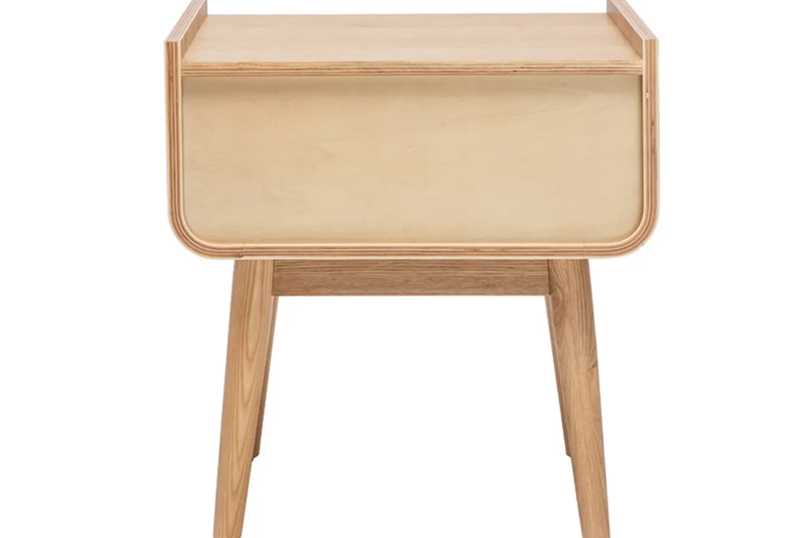 Discount Miliboo Set de 2 mesillas de noche con cajón de madera maciza clara y caña de ratán 50 cm ATHÈNE