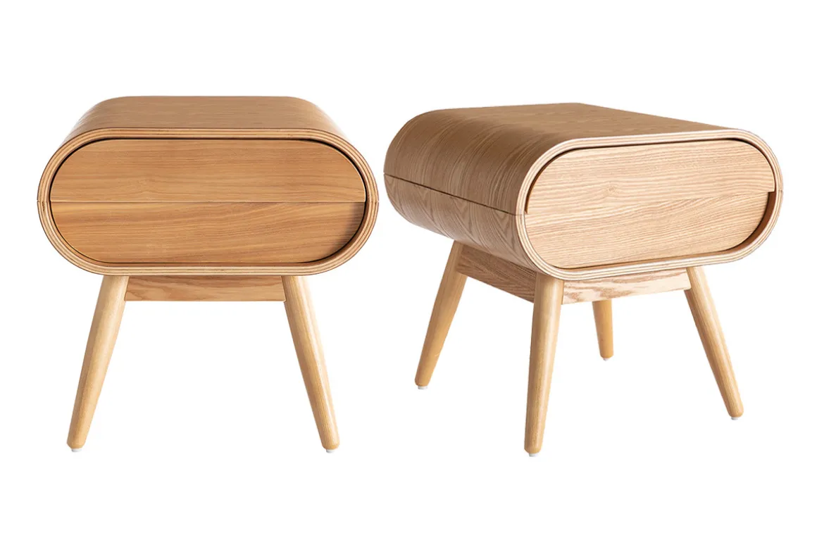 Best Sale Miliboo Set de 2 mesillas de noche con cajón vintage de madera clara 45 cm BJORG