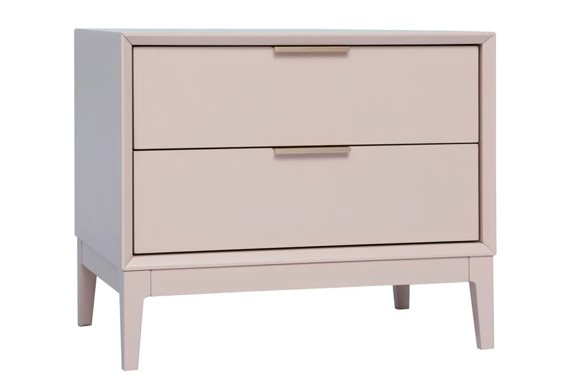 Best Sale Miliboo Set de 2 mesillas de noche rosa y metal dorado con almacenaje 60 cm GIANA