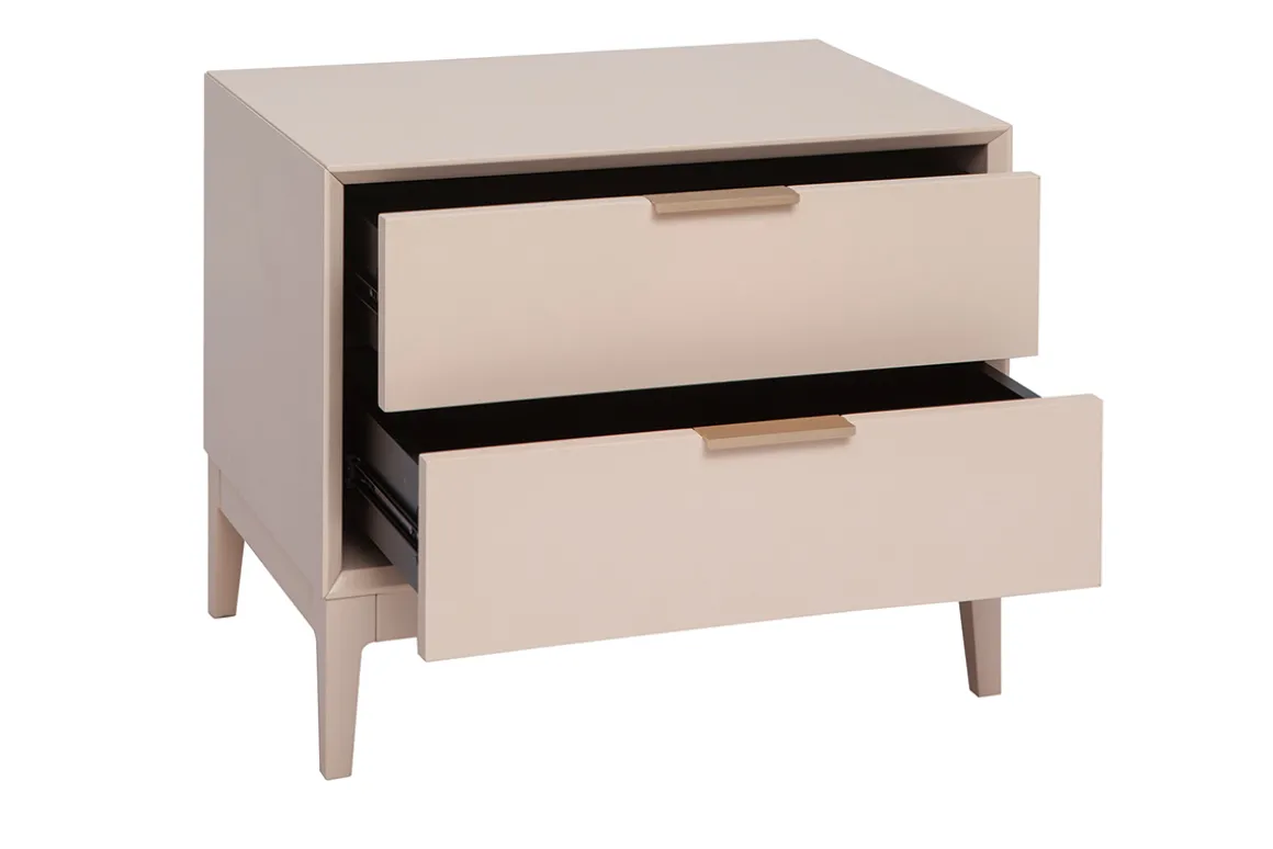 Best Sale Miliboo Set de 2 mesillas de noche rosa y metal dorado con almacenaje 60 cm GIANA