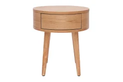 Best Sale Miliboo Set de 2 mesillas de noche redondas de madera clara con cajón 45 cm JUDITH