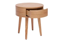 Best Sale Miliboo Set de 2 mesillas de noche redondas de madera clara con cajón 45 cm JUDITH
