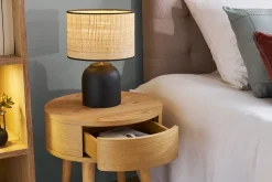 Best Sale Miliboo Set de 2 mesillas de noche redondas de madera clara con cajón 45 cm JUDITH