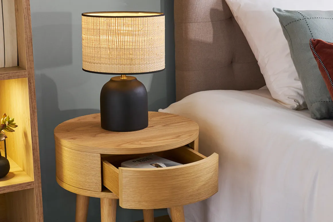 Best Sale Miliboo Set de 2 mesillas de noche redondas de madera clara con cajón 45 cm JUDITH