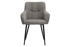 New Miliboo Set de 2 sillas acolchadas de diseño de tejido efecto aterciopelado texturizado gris y metal negro MONTERO