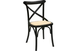 Flash Sale Miliboo Set de 2 sillas bistrot de madera negra y ratán MARCEL