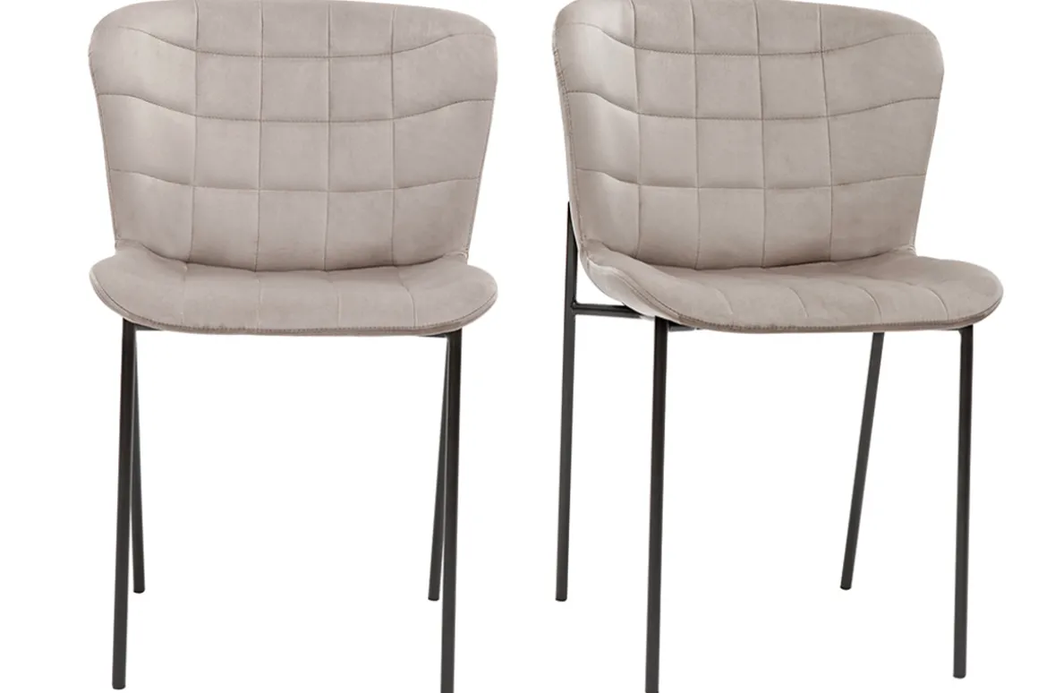 Best Sale Miliboo Set de 2 sillas de diseño de terciopelo color topo y metal negro SAIGA